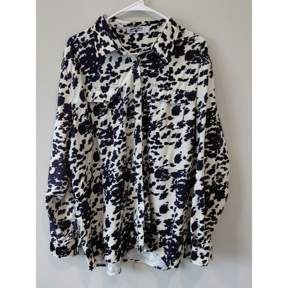 Crazy Train Black and White Printed Button-Down Shirt